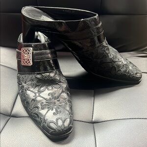 Brighton Black Heels with Silver Buckle